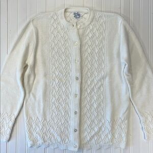 Vintage White Button Down Knit Cardigan Made in USA